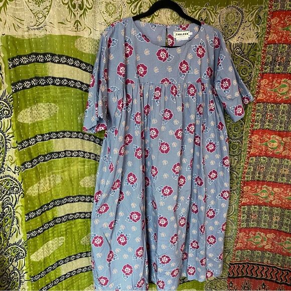 Carleen x Anthropologie Floral Michel Tent Tunic Midi Dress Size Extra Small - Picture 9 of 16